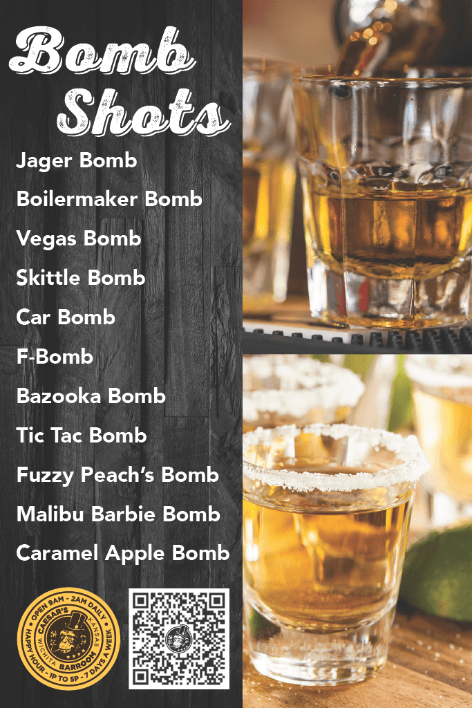 Caesar's Barroom Bomb Shots Menu
