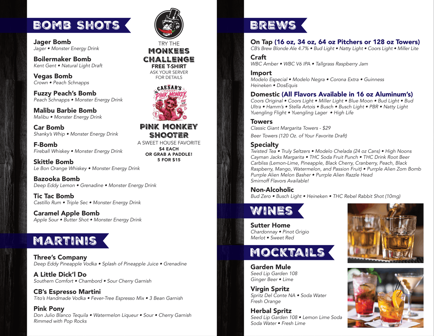 Caesar's Barroom drink menu page 2