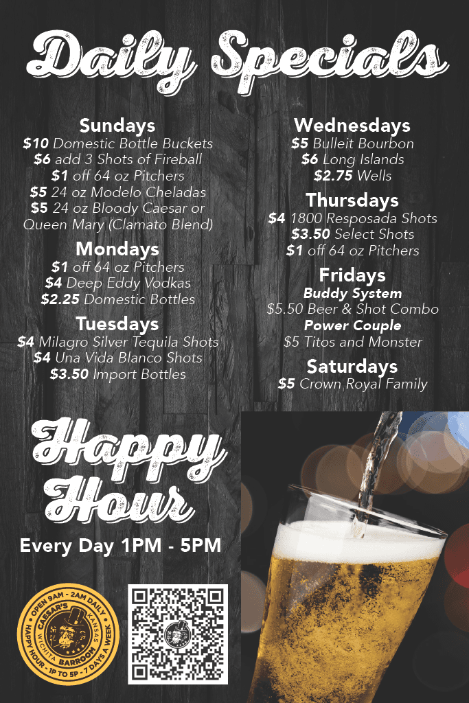 Caesar's Barroom Daily Specials Menu