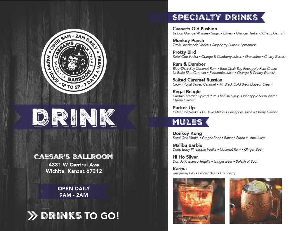 Caesar's Barroom Drink Menu